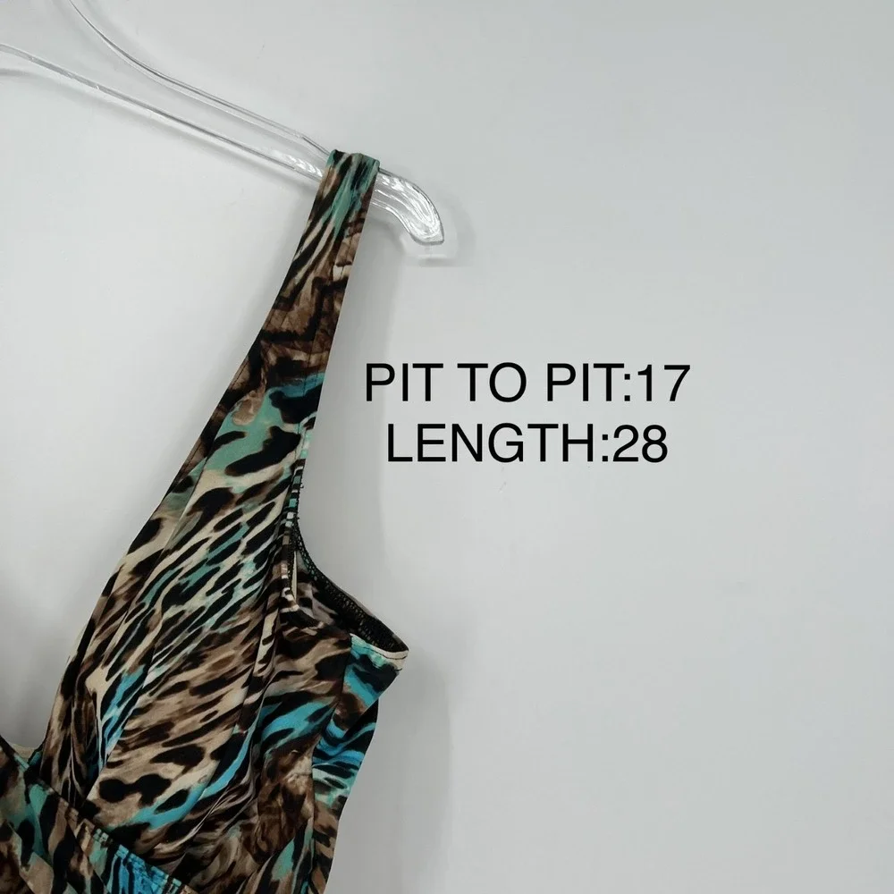 Miraclesuit Swimsuit Womesn 14 Cheetah Leopard One Piece Blue Animal Print